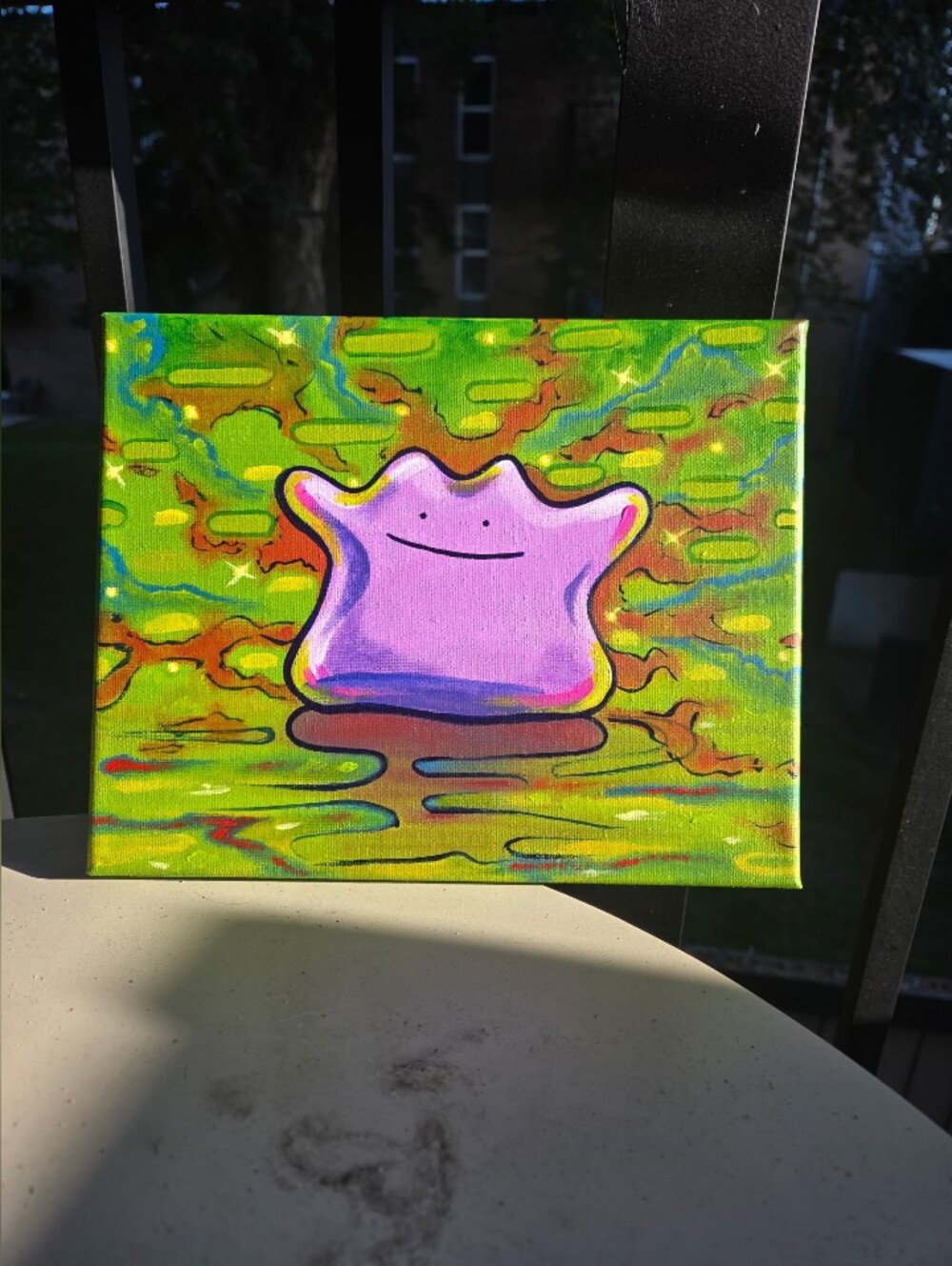 Pokemon Ditto Painting 8×10 On Canvas Fan Art